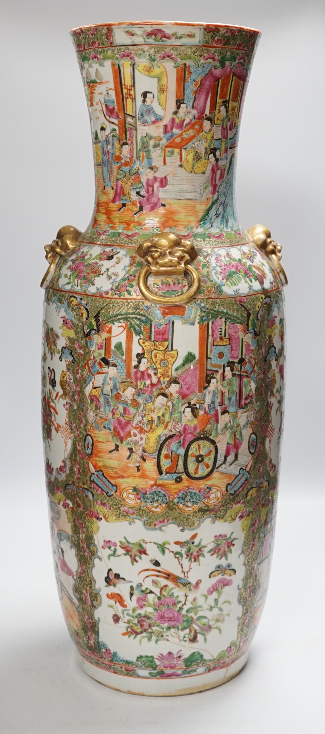 A large Chinese famille rose vase, 19th century, 62.5cm (a.f.)